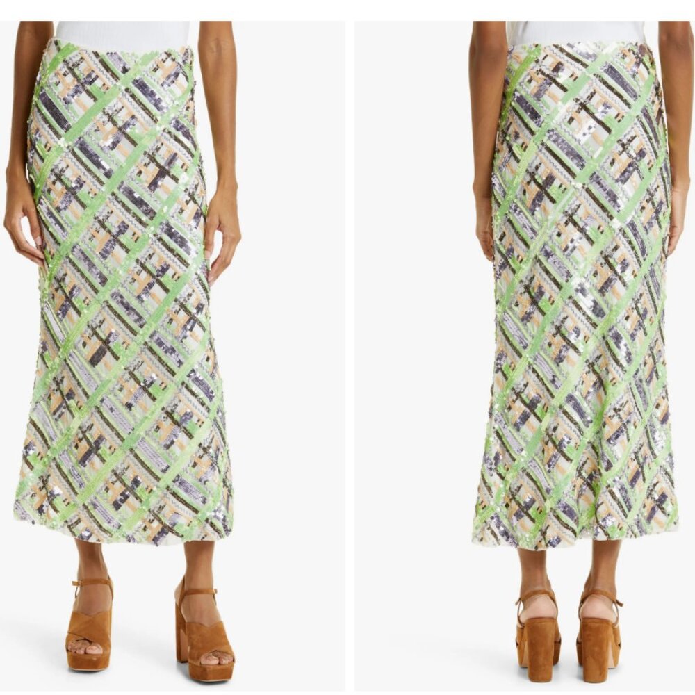 NWT Veronica Beard Sequin Plaid Skirt